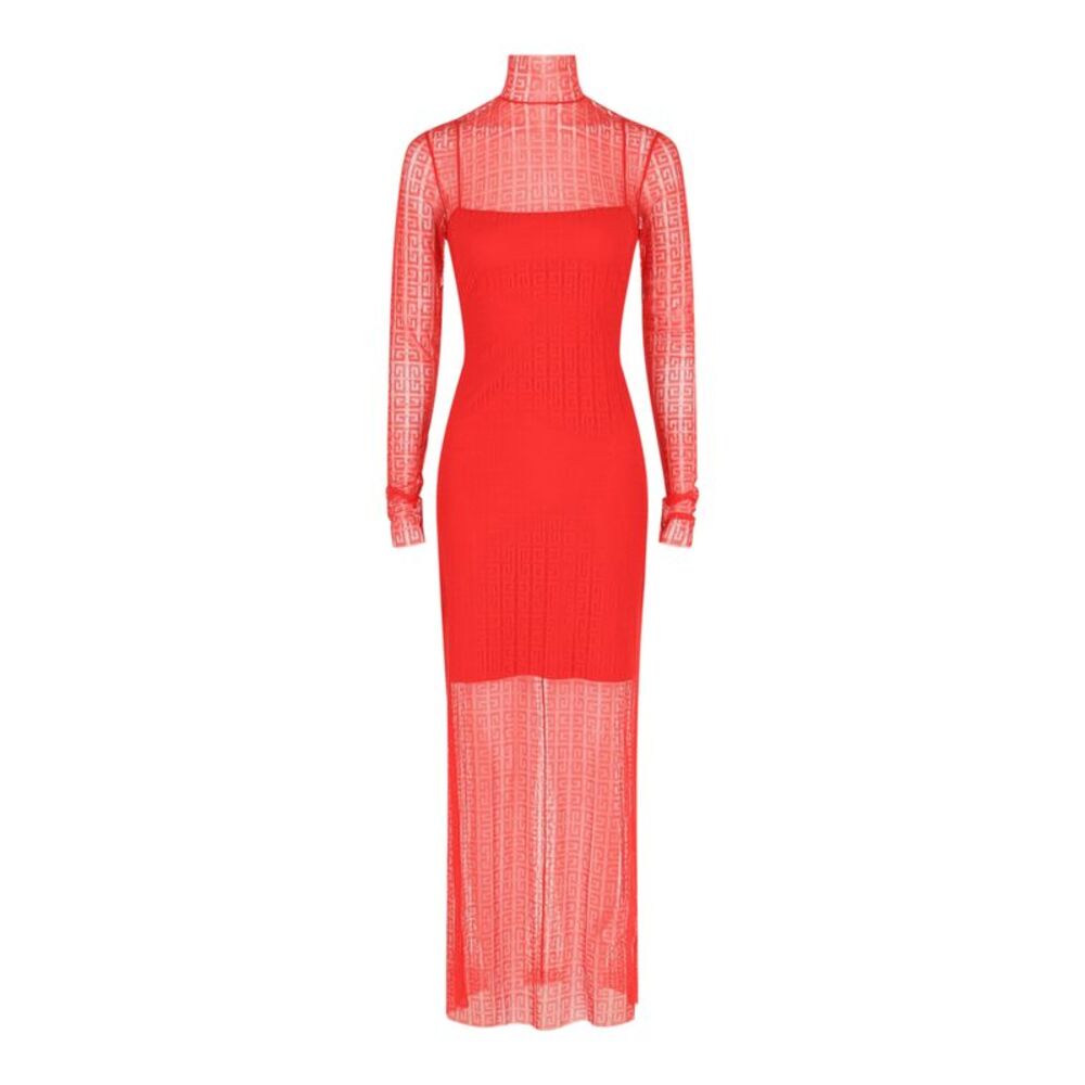 Givenchy 4G Lace Maxi Dress Red Womens